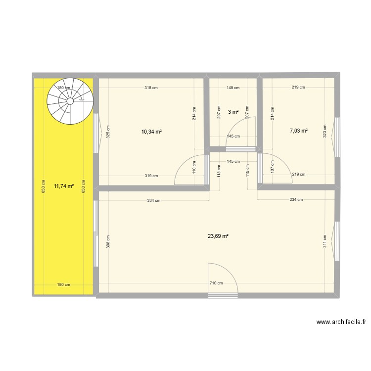 plan 2. Plan de 5 pièces et 56 m2