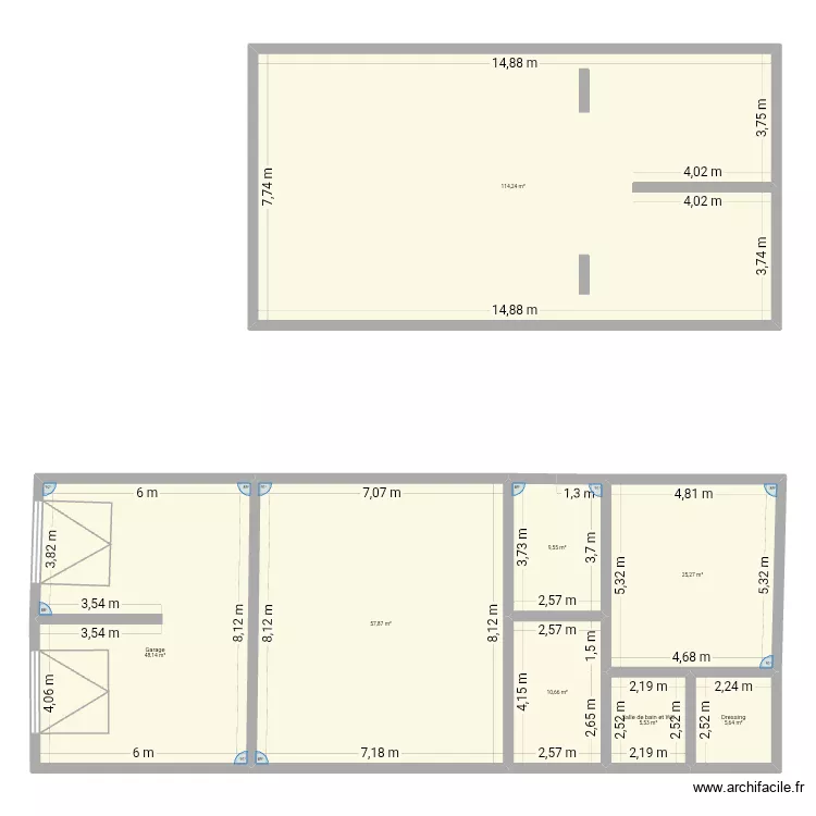 Maison. Plan de 8  et 277 m²