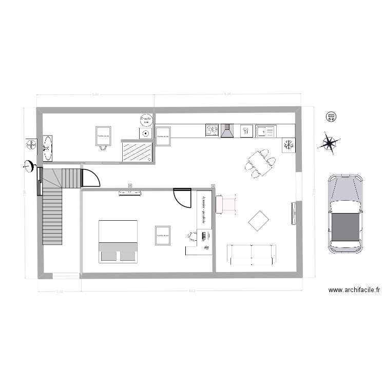 Etage 9 Conan vide 3. Plan de 1 pièce et 88 m2
