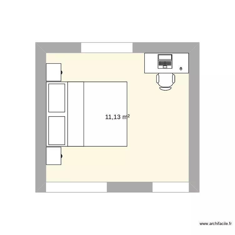 nouvelle chambre nous 2026. Plan de 1  et 11 m²