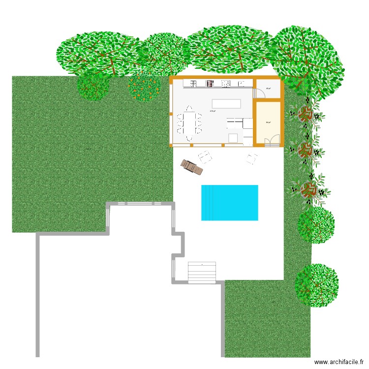 Extérieur_Pool_House_Super_Small. Plan de 3 pièces et 50 m2