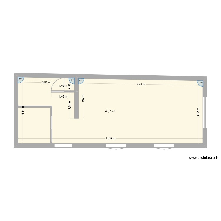 ETAGES. Plan de 1 pièce et 46 m2