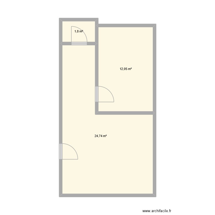 Salon. Plan de 3 pièces et 39 m2