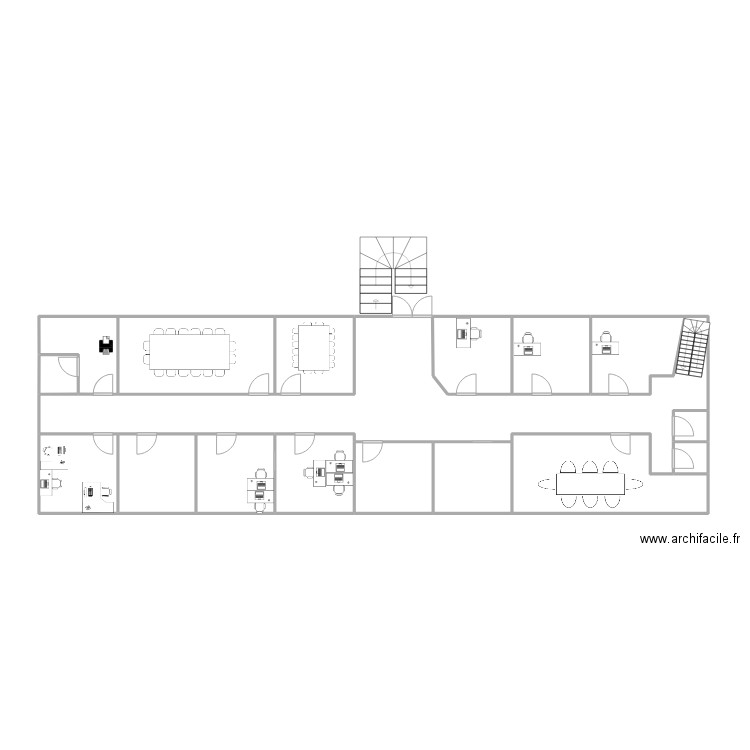 2 eme étage . Plan de 17 pièces et 82 m2
