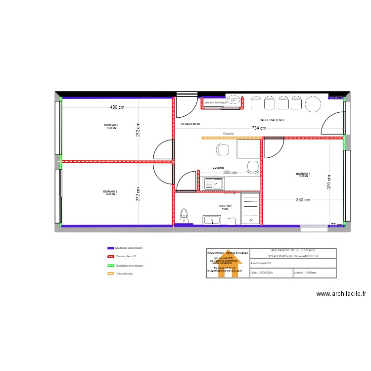 PLAN ETAT DES LIEUX ANDRIEUX 7. Plan de 3 pièces et 67 m2