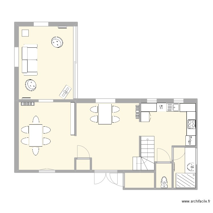 Maison. Plan de 6 pièces et 62 m2
