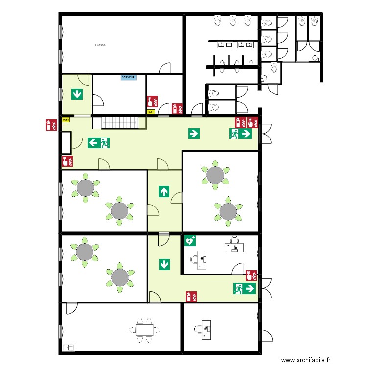 Ecole Olivier Inter gauche . Plan de 22 pièces et 344 m2