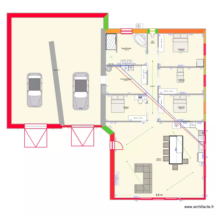 st aubin 2 + plomberie. Plan de 10 Pièces et 281 m²