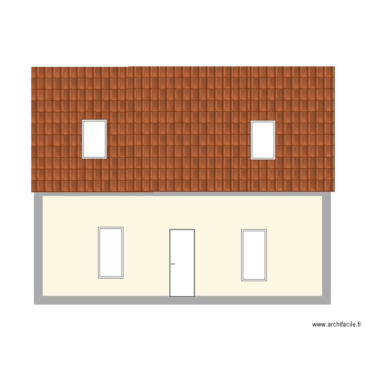 Plan de facade NORD existant. Plan de 1 pièce et 29 m2