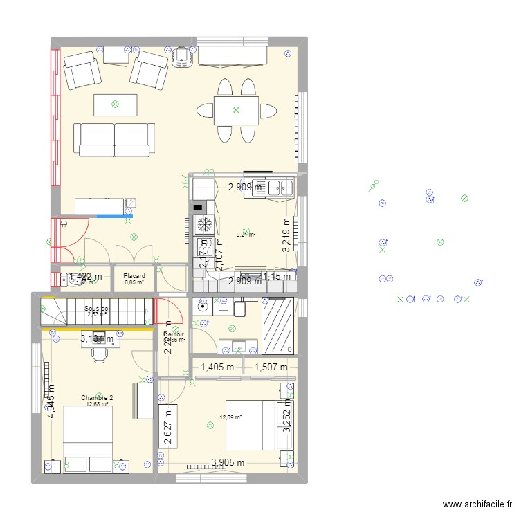 Maison du Tréport - Projet Rénov. Plain-Pied -cuisine 4. Plan de 14 pièces et 120 m2