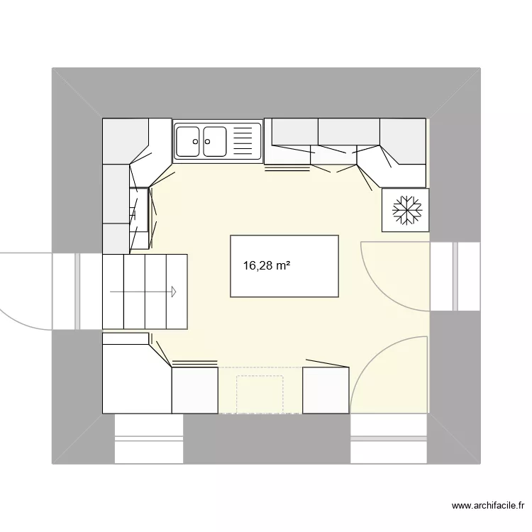Cuisine 1. Plan de 1 et 16 m² Cuisine 1. Plan de 1 et 16 m²