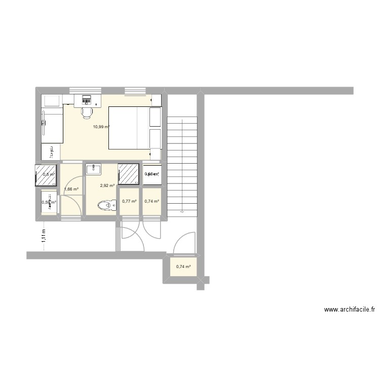 chambre 1er etage n 21. Plan de 9 pièces et 20 m2