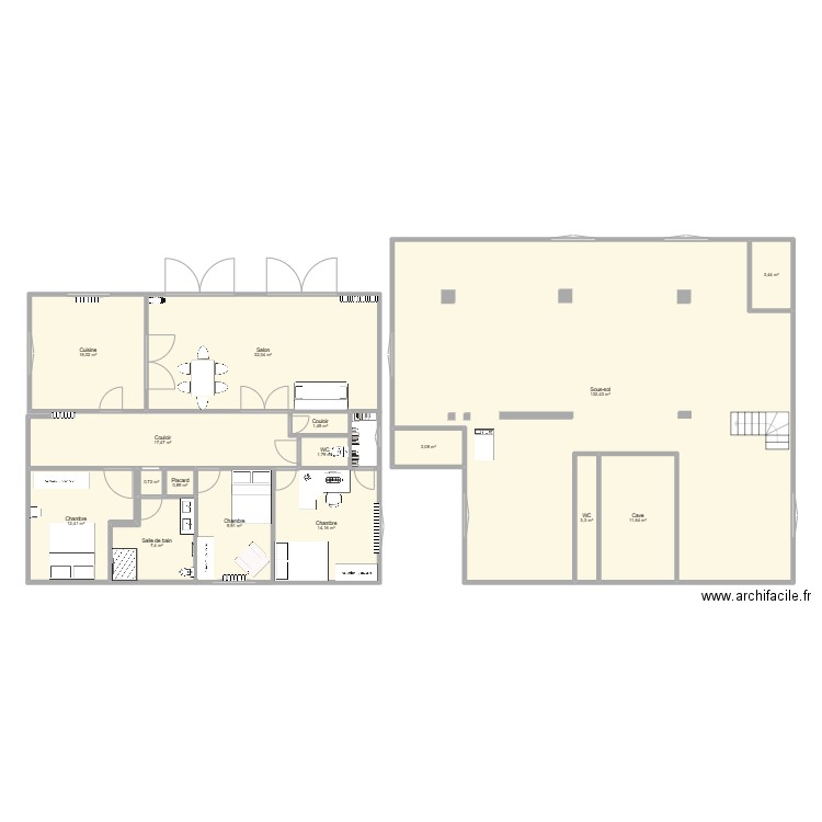 TARSAT. Plan de 16 pièces et 268 m2
