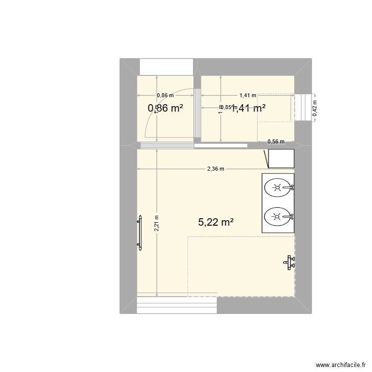 ArchiFacile pellereau letay. Plan de 3 pièces et 7 m2