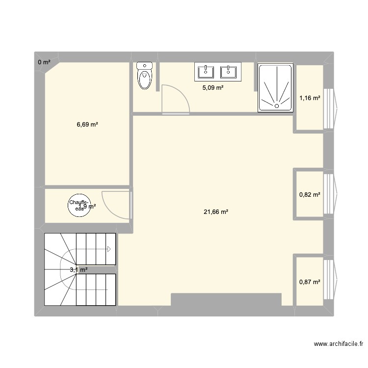 Felix Etage 2 Plomberie. Plan de 9 pièces et 41 m2