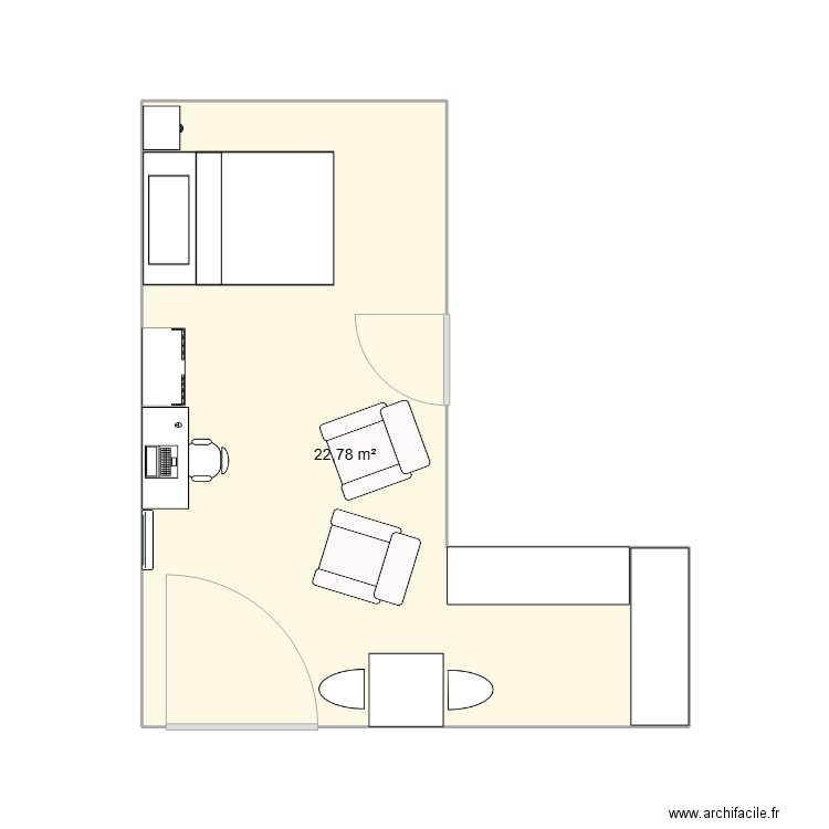 BENOIT 2. Plan de 1 pièce et 23 m2