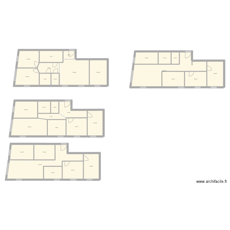 T4 les partitions. Plan de 31 pièces et 318 m2