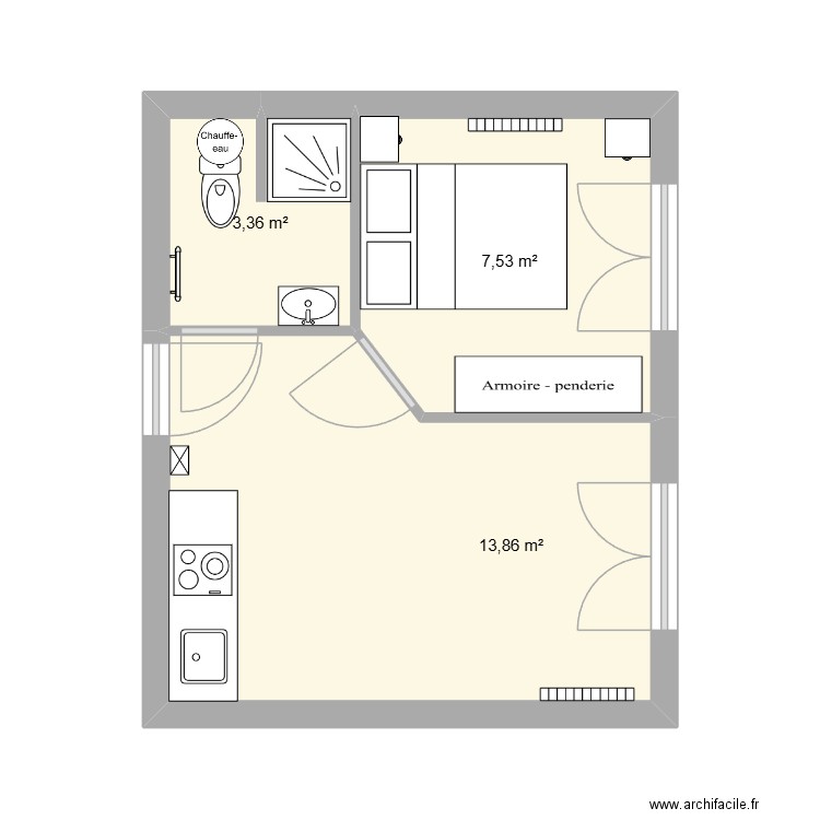 ROMAINVILLE 2. Plan de 3 pièces et 25 m2