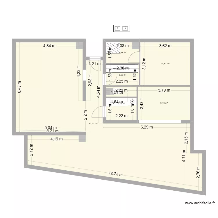 plan mur porteur Gutenberg V1. Plan de 