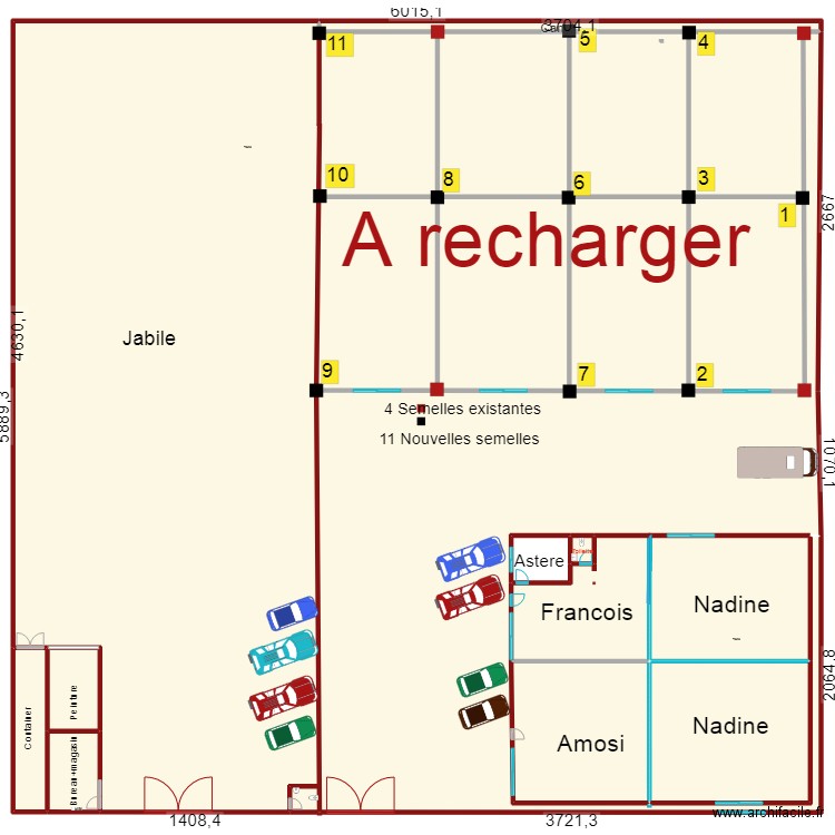 Partition Quartier industriel3. Plan de 16 pièces et 2565 m2