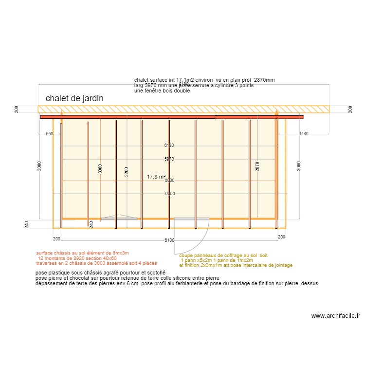 chalet de jardin Thierry et Vivianne. Plan de 1 pièce et 18 m2