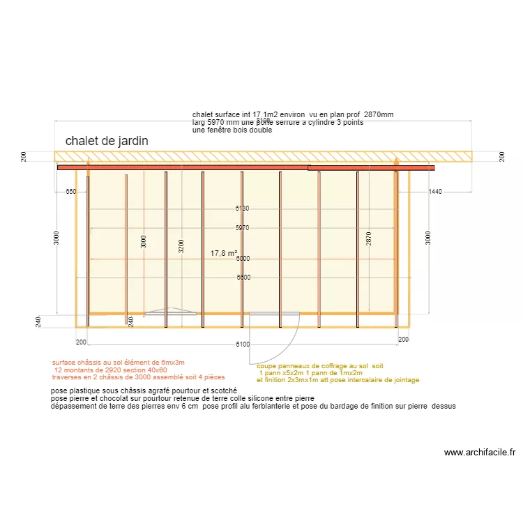 chalet de jardin Thierry et Vivianne. Plan de 