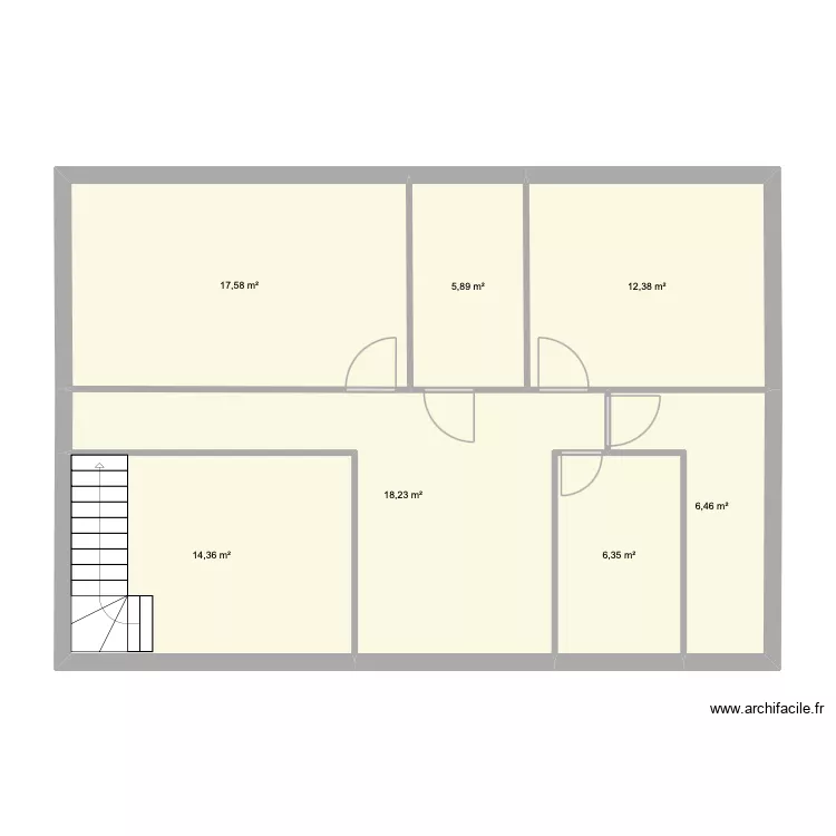 1er &eacute;tage la mazzarine. Plan de 7  et 81 m²