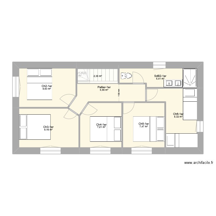 secondaire 5 chambres - Bertrand. Plan de 12 pièces et 112 m2