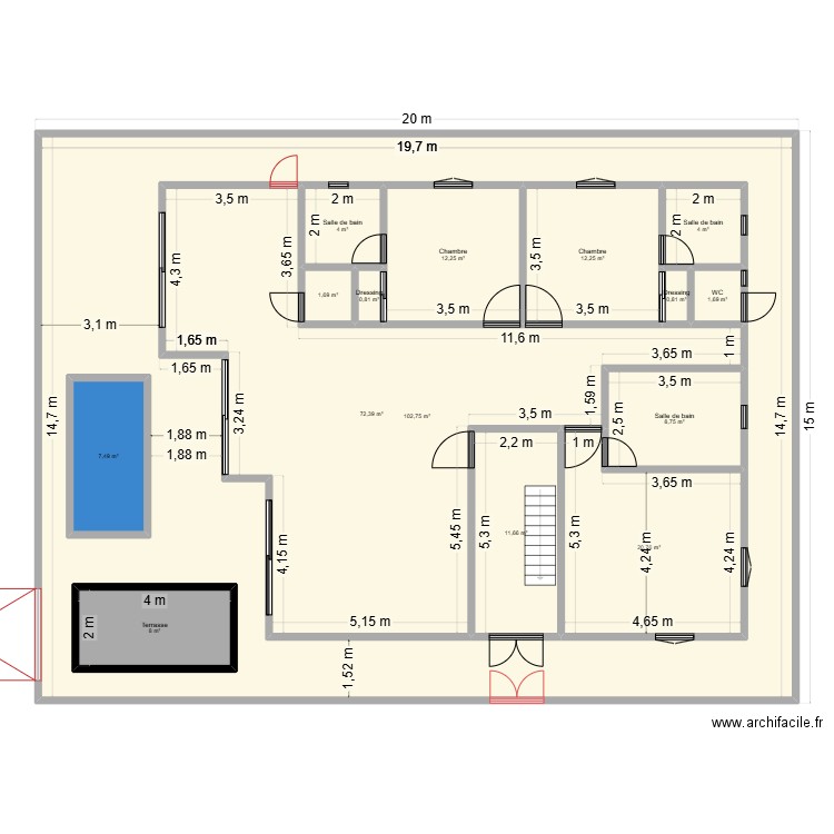 SANS GARDW. Plan de 43 pièces et 952 m2
