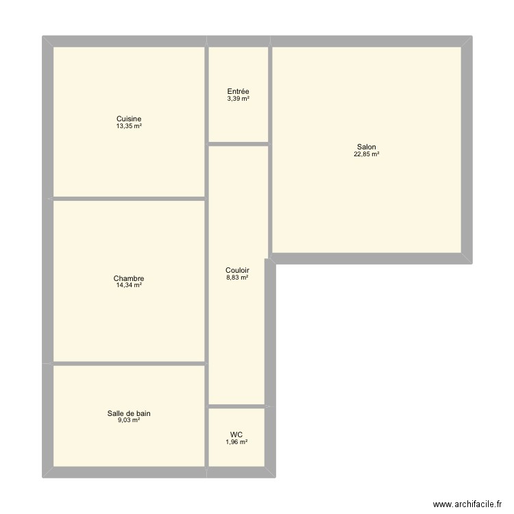 Lauret. Plan de 7 pièces et 74 m2