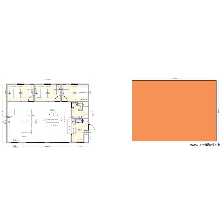 tamaya 1. Plan de 5 pièces et 43 m2