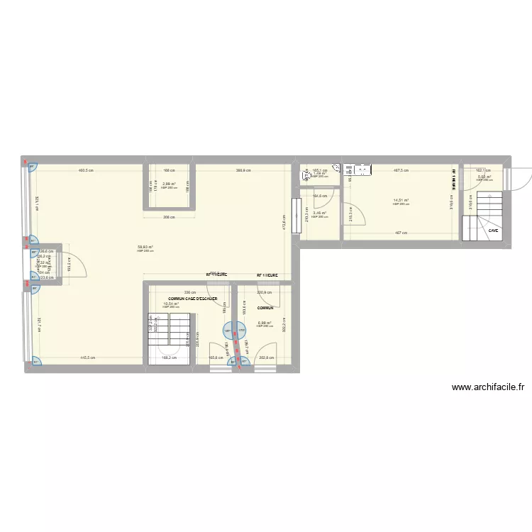 VIELSALM REZ MAGASIN COTATIONS MESURES. Plan de 