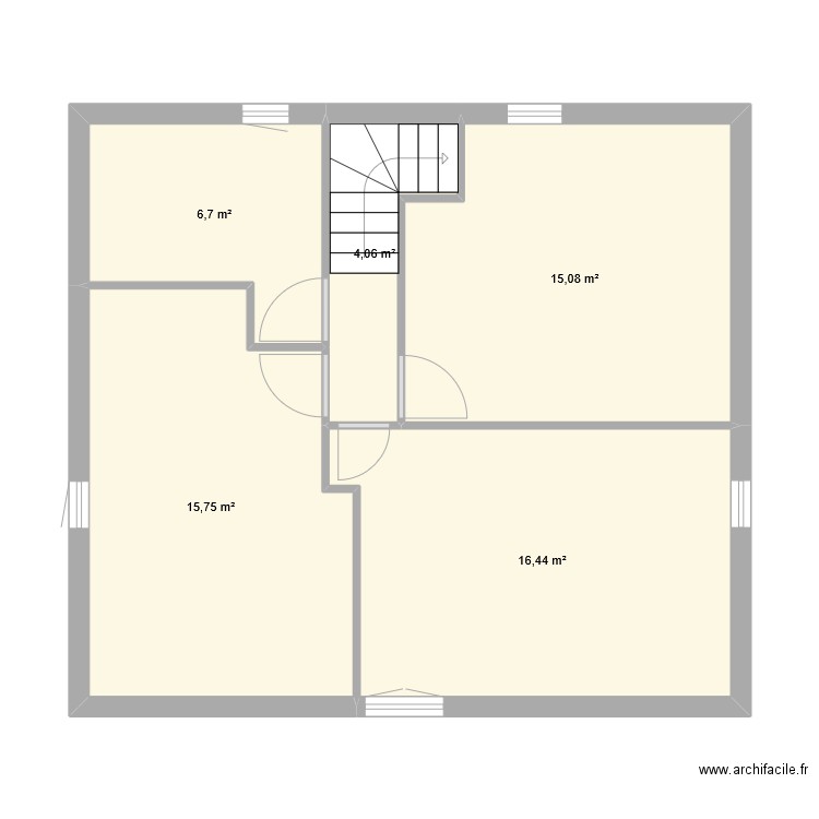 1er etage. Plan de 5 pièces et 58 m2