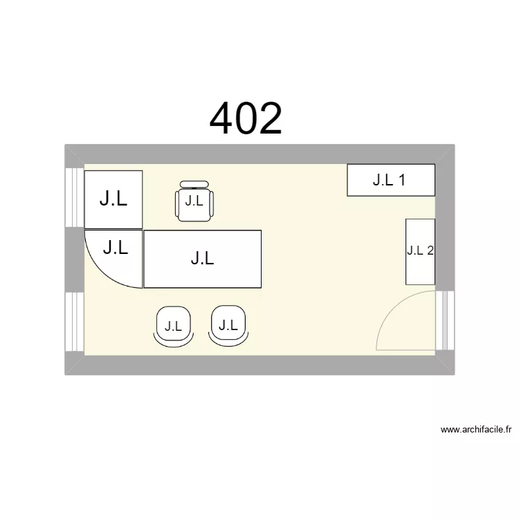 Bureau R 402 -P&ocirc;le C - M&eacute;tro - J.LEMAIRE. Plan de 