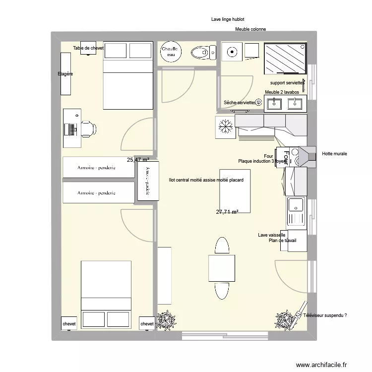 LERIET 1. Plan de 2  et 53 m²