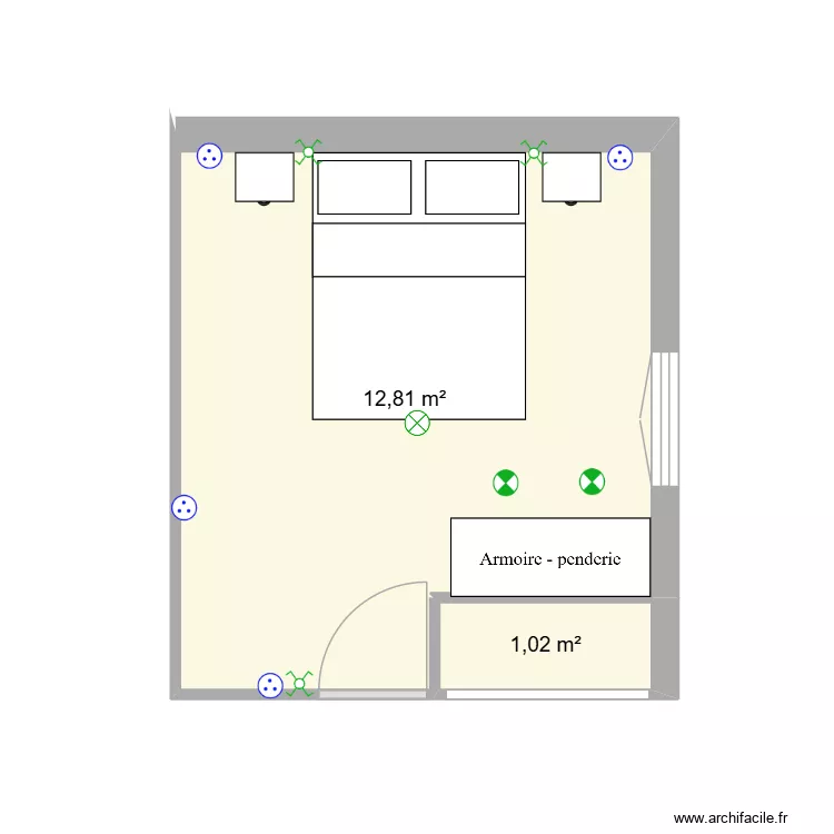 chambre RDC ok. Plan de 2  et 14 m²