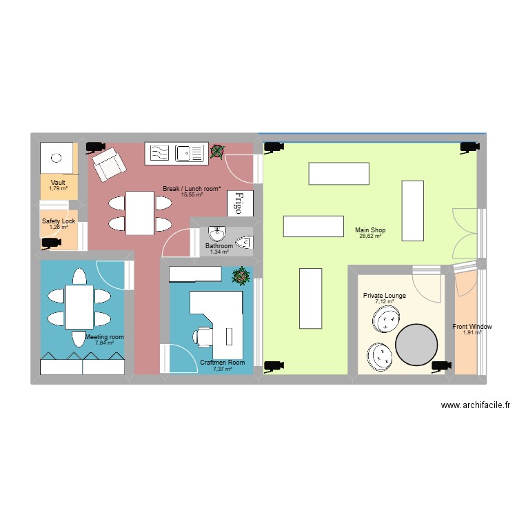 TEM Jewelry Store. Plan de 9 pièces et 73 m2