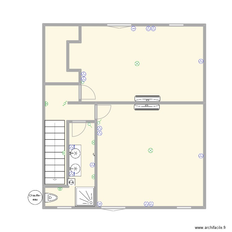 Le Voltaire RDCbis. Plan de 4 pièces et 45 m2