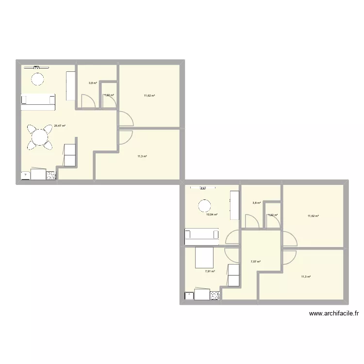 Immeuble st cyp - 1 er sans casser mur 2 versions. Plan de 12 pièces et 106 m²