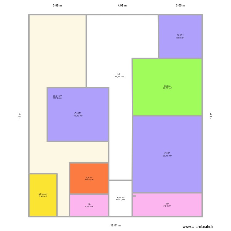 KounouneSDMB. Plan de 11 pièces et 162 m2