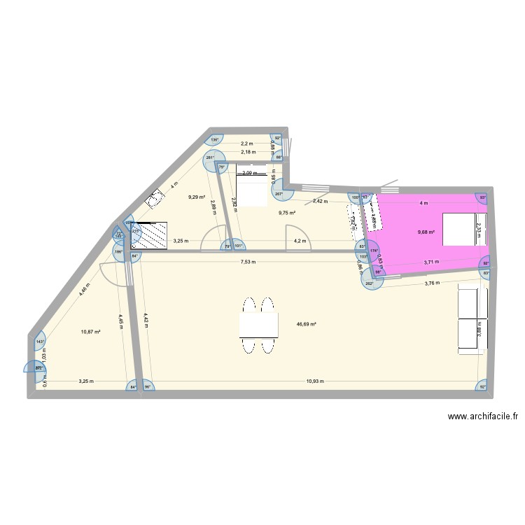 fgf. Plan de 5 pièces et 86 m2