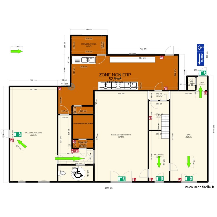 Restaurant le St Georges. Plan de 14 pièces et 256 m2