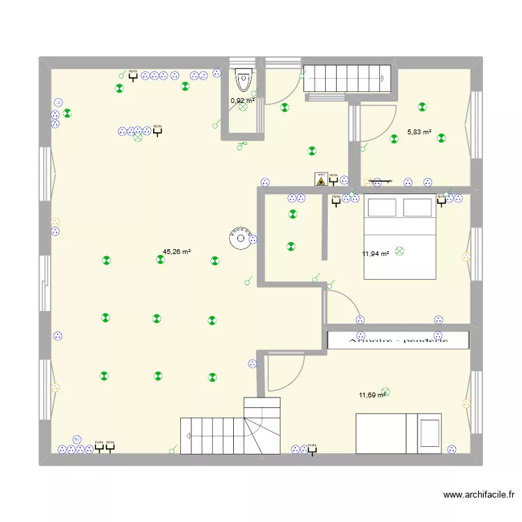 Plan maison 2. Plan de 9 pièces et 151 m²