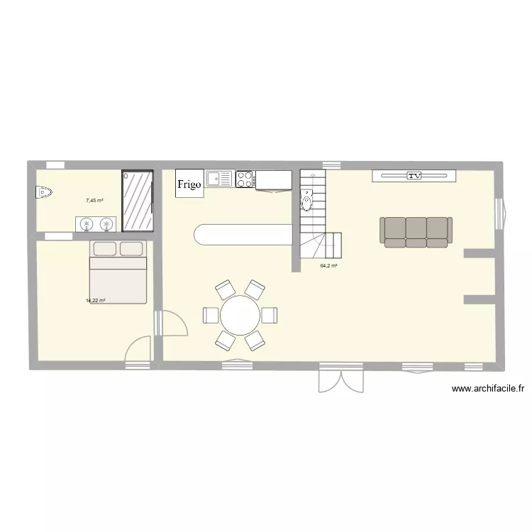 maison maman merlines. Plan de 3 Pièces et 86 m²