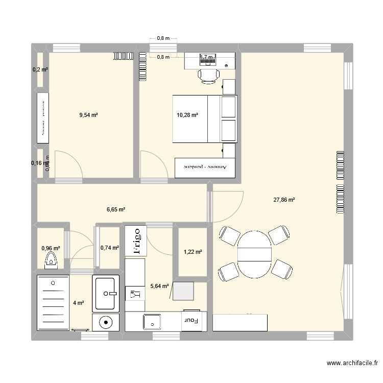 Appartement au KB EV1. Plan de 11 pièces et 67 m2