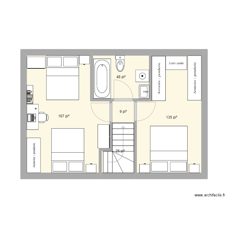 Maison Chalet. Plan de 10 pièces et 71 m2