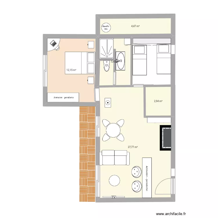 chalet. Plan de 5  et 53 m²