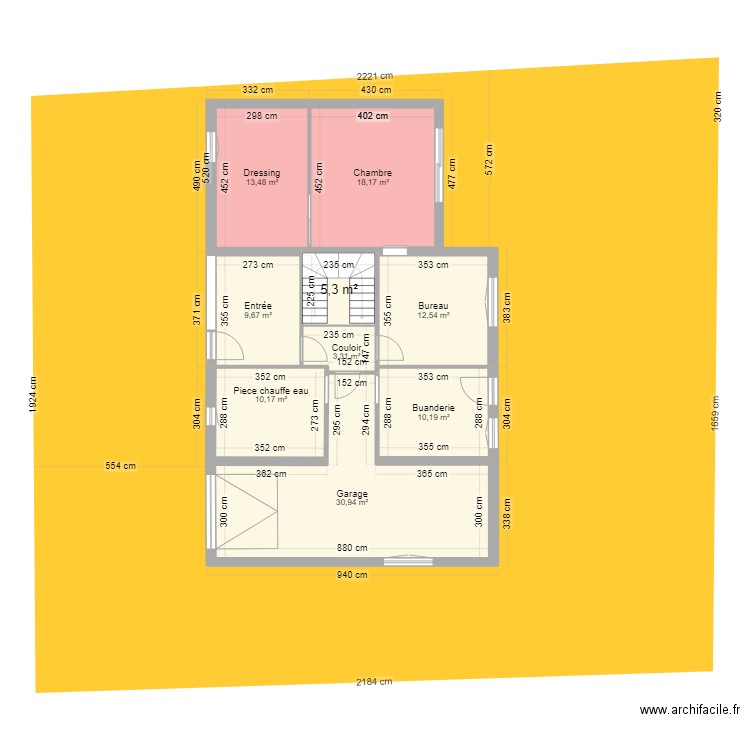 extension projet 1. Plan de 19 pièces et 234 m2