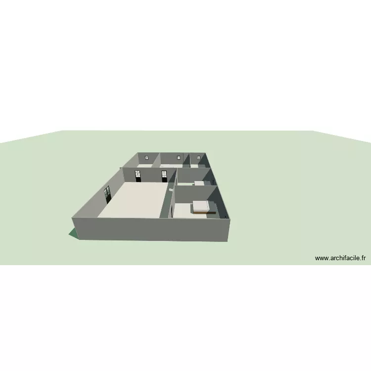 Trois chambres  cuisine  salon. Plan de 3  et 266 m²