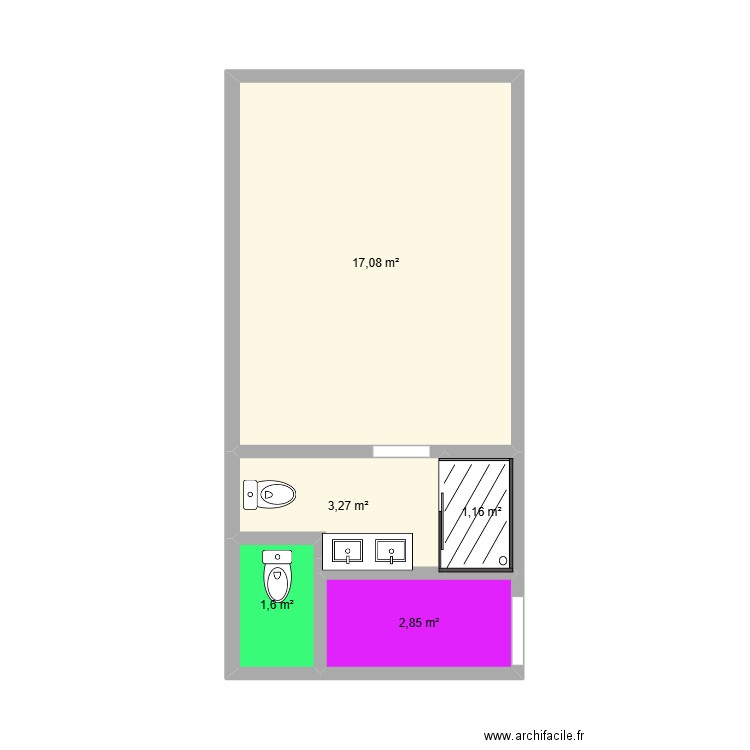 plomb. Plan de 5 pièces et 26 m2